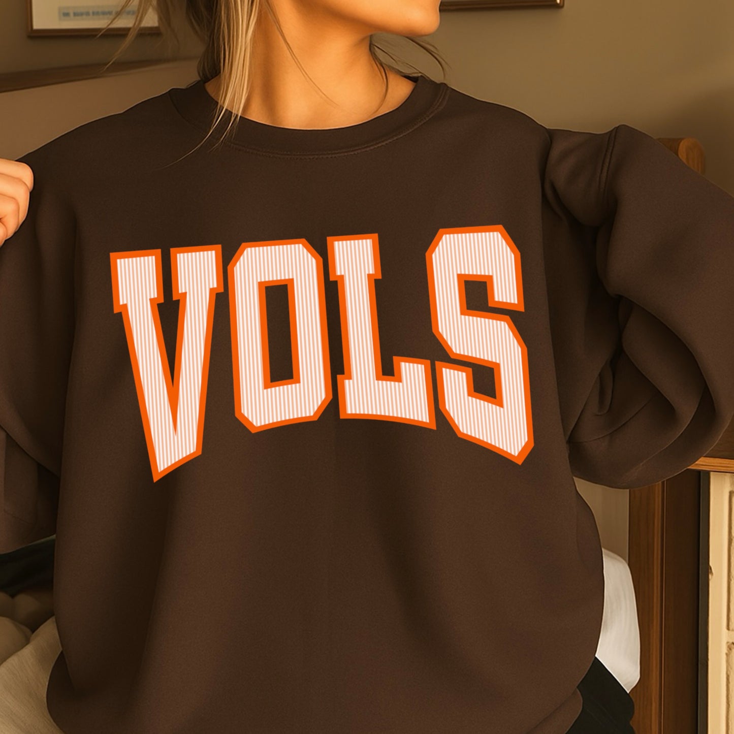 Orange & White College Game Day Crewneck Sweatshirt