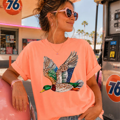 Faux Rhinestone Mallard Duck Comfort Color Graphic Tee