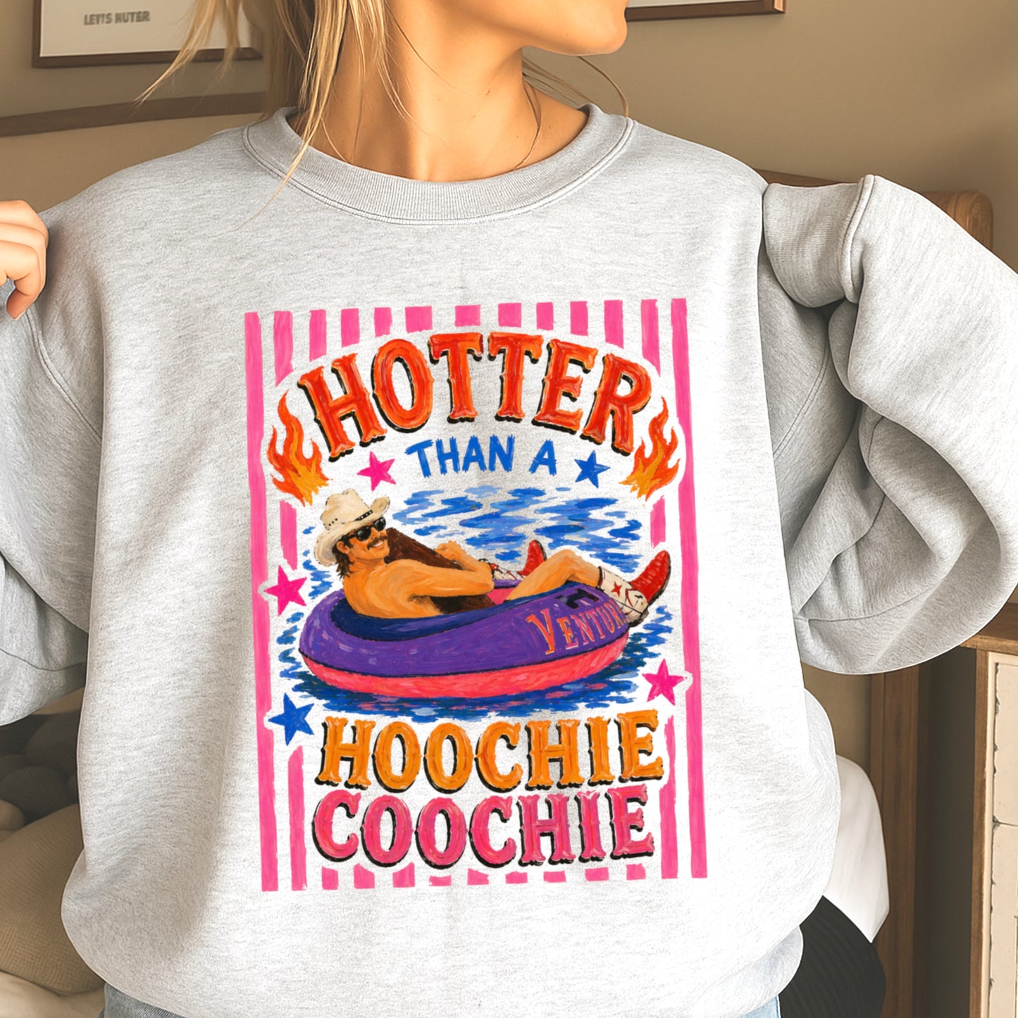 Hotter Than A Hoochie Coochie  Crewneck Sweatshirt