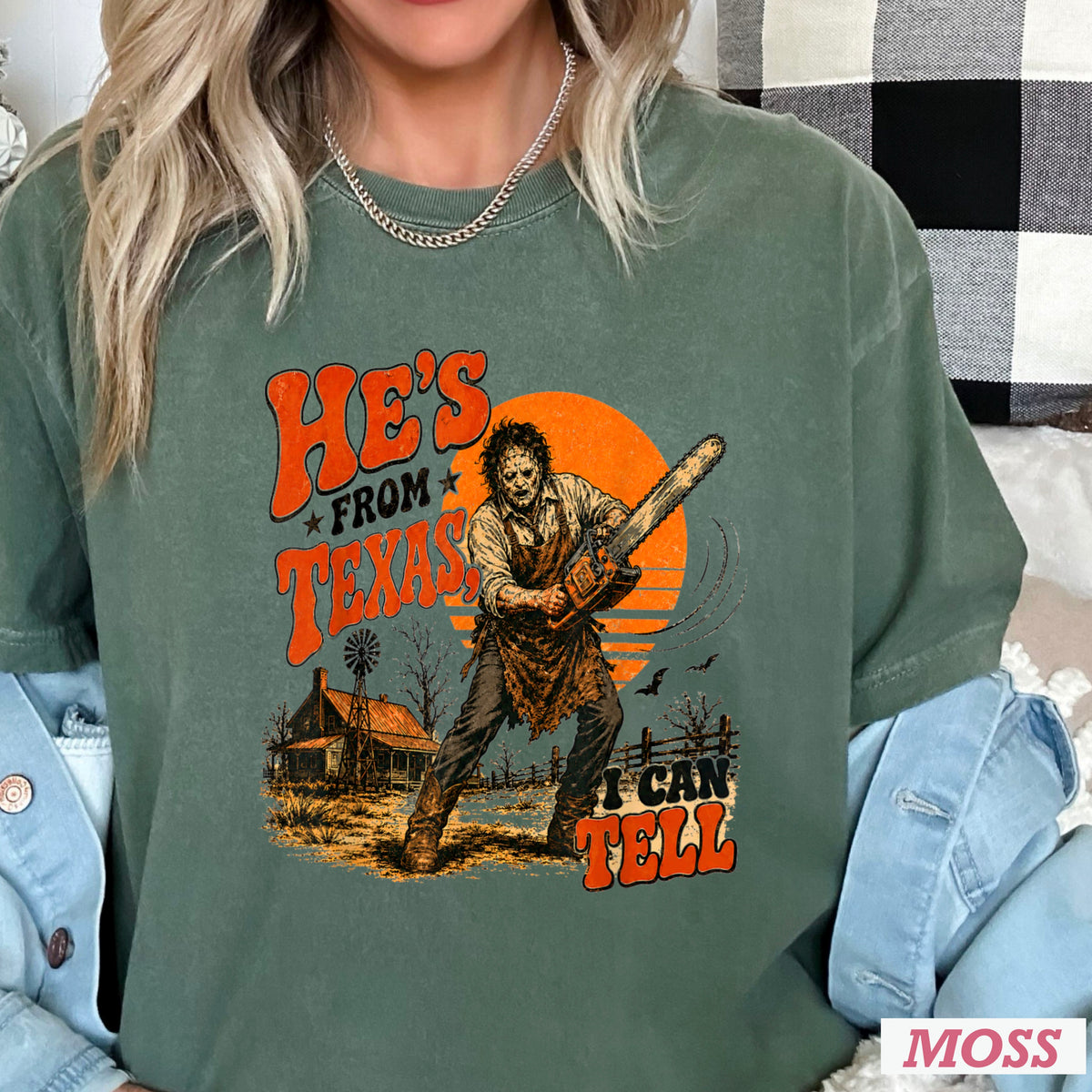He’s From Texas Halloween Comfort Color Graphic Tee