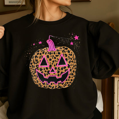 Leopard Pumpkin Halloween Crewneck Sweatshirt