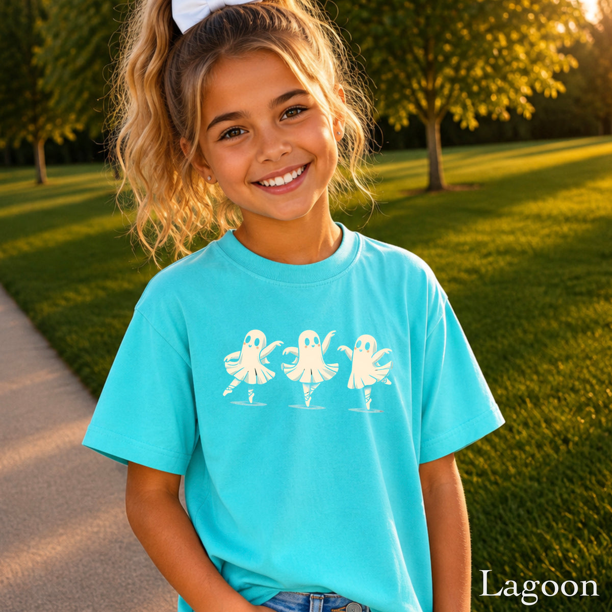 Ballerina Dancing Ghost Halloween Youth Comfort Color T-Shirt