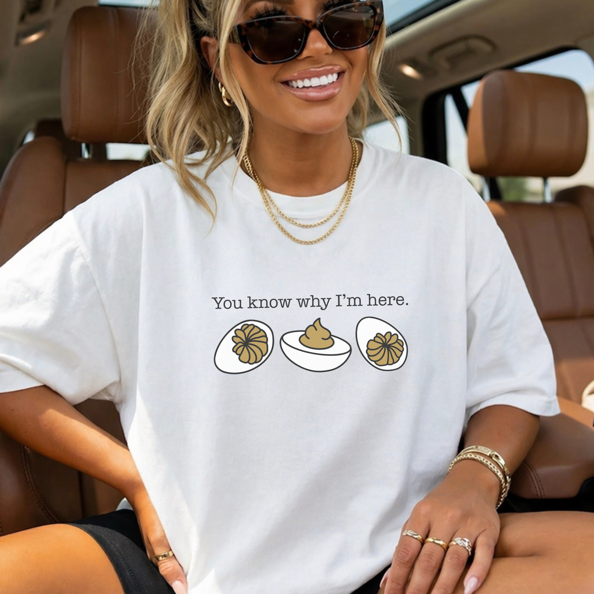 Deviled Eggs You Know Why I'm Here Comfort Color Graphic Tee
