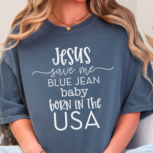 Jesus Save Me Blue Jean Baby Screen Print Transfer