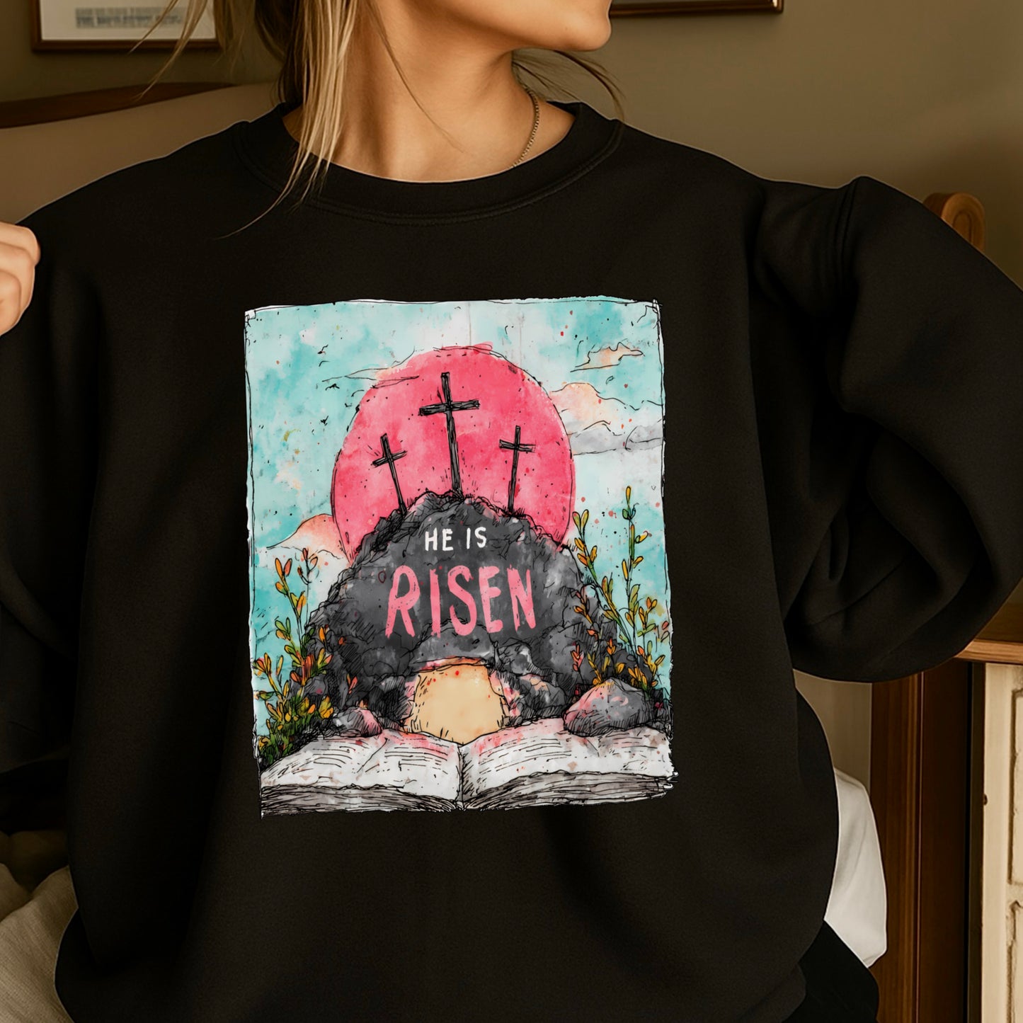 He Is Risen Easter Crewneck Sweatshirt