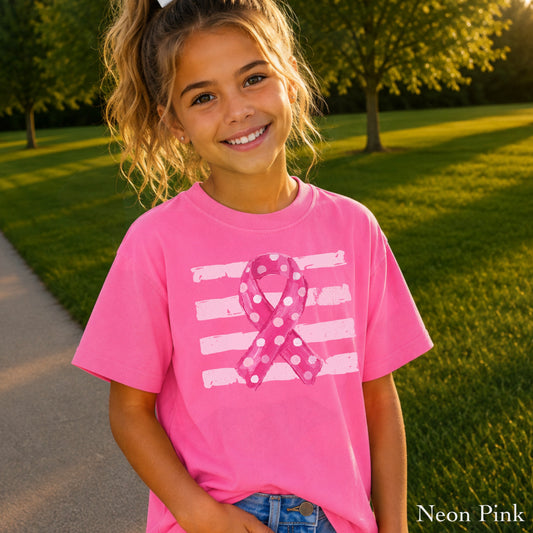 Breast Cancer Awareness Ribbon Youth Comfort Color T-Shirt