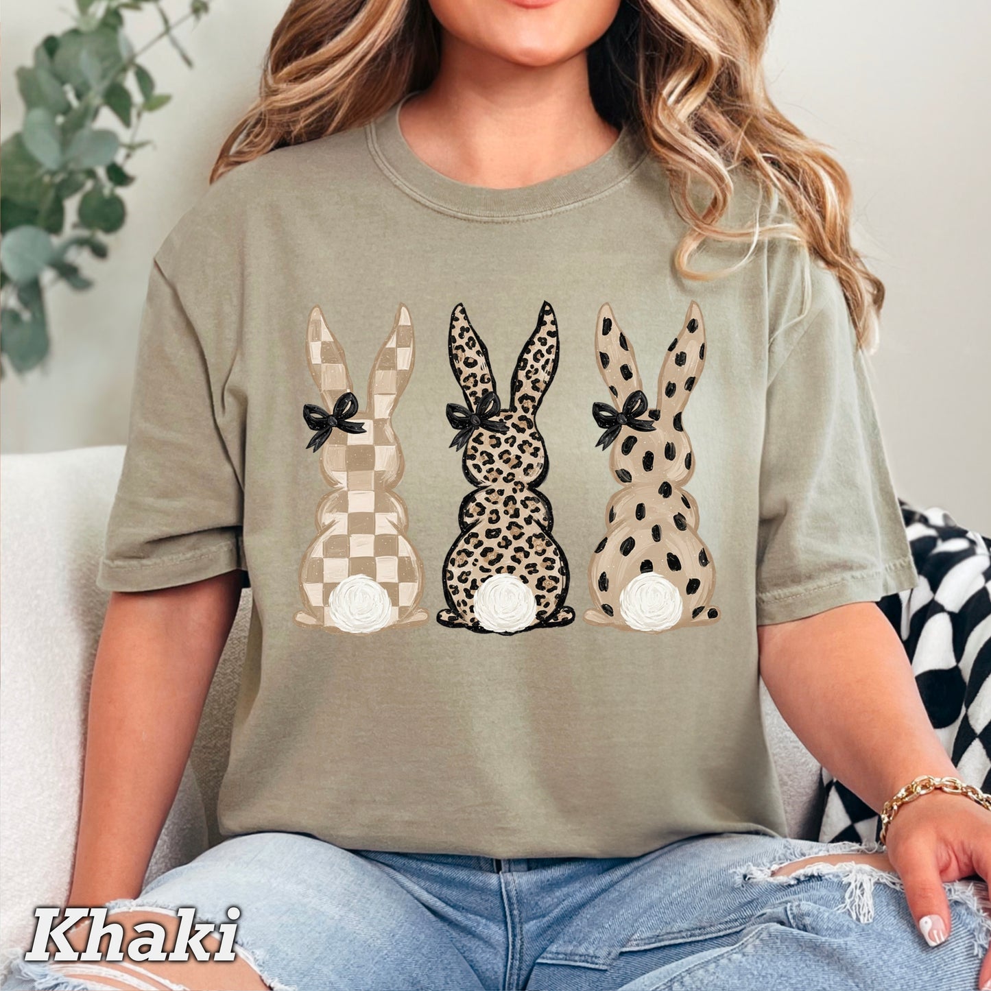 Easter Rabbit Trio Easter Comfort Color Graphic Tee