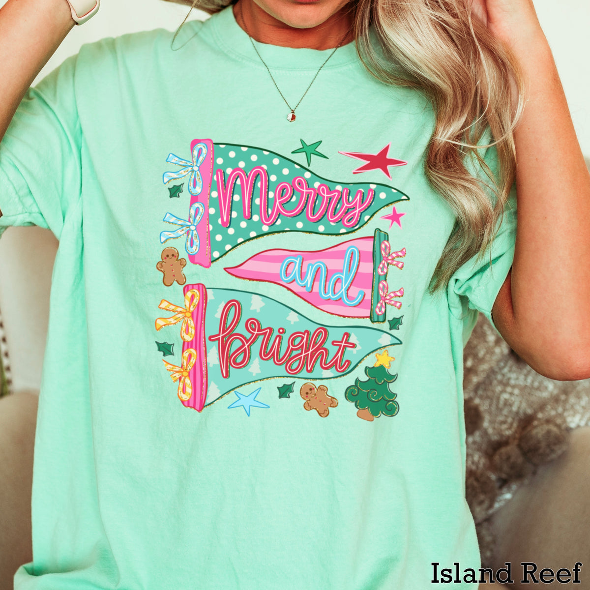 Merry And Bright Christmas Comfort Color Graphic Tee