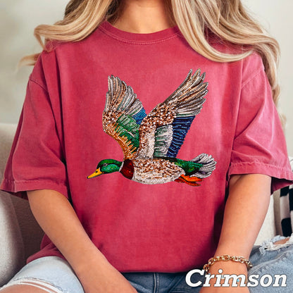 Faux Rhinestone Mallard Duck Comfort Color Graphic Tee