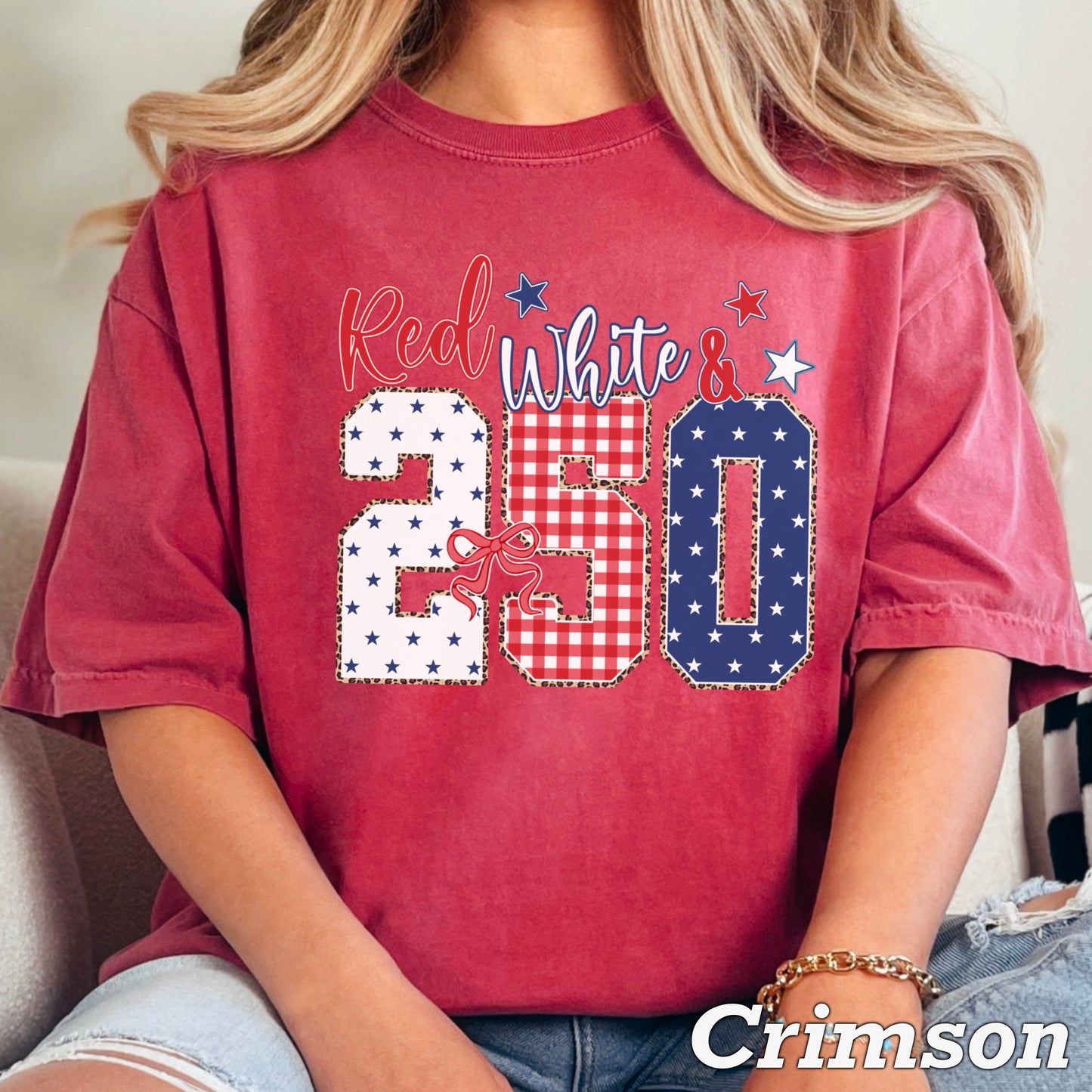 Red White & 250 Patriotic Comfort Color Graphic Tee