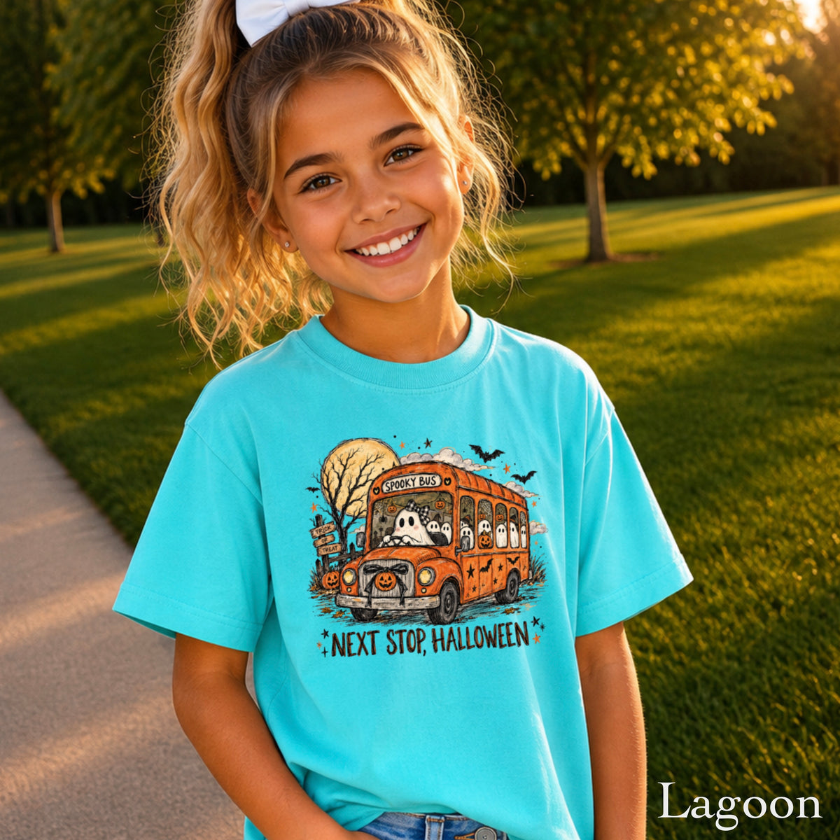 Next Stop Halloween Youth Comfort Color T-Shirt