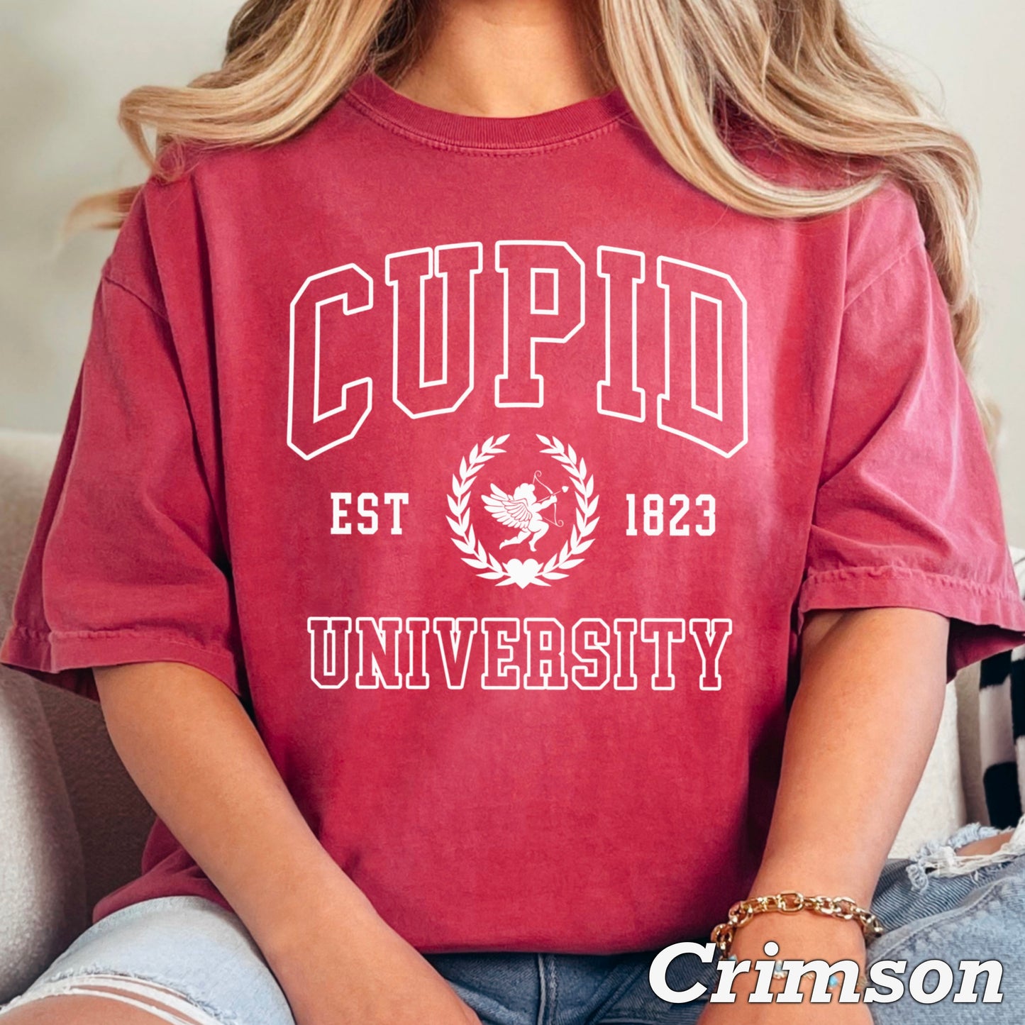 Cupid University Valentine’s Day Comfort Color Graphic Tee