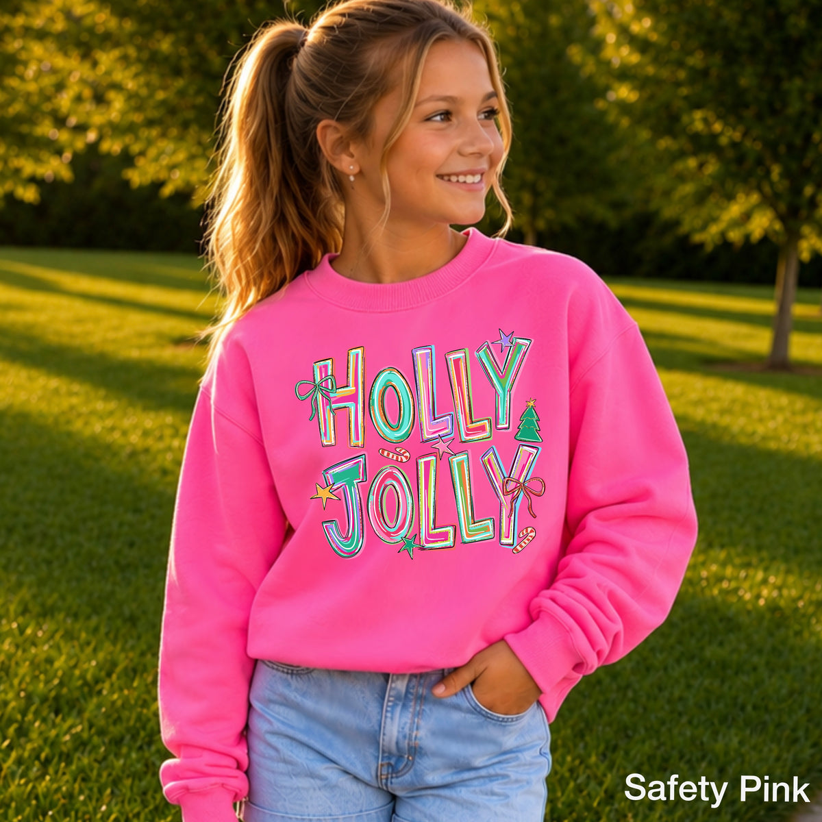Holly Jolly Christmas Youth Crewneck Sweatshirt