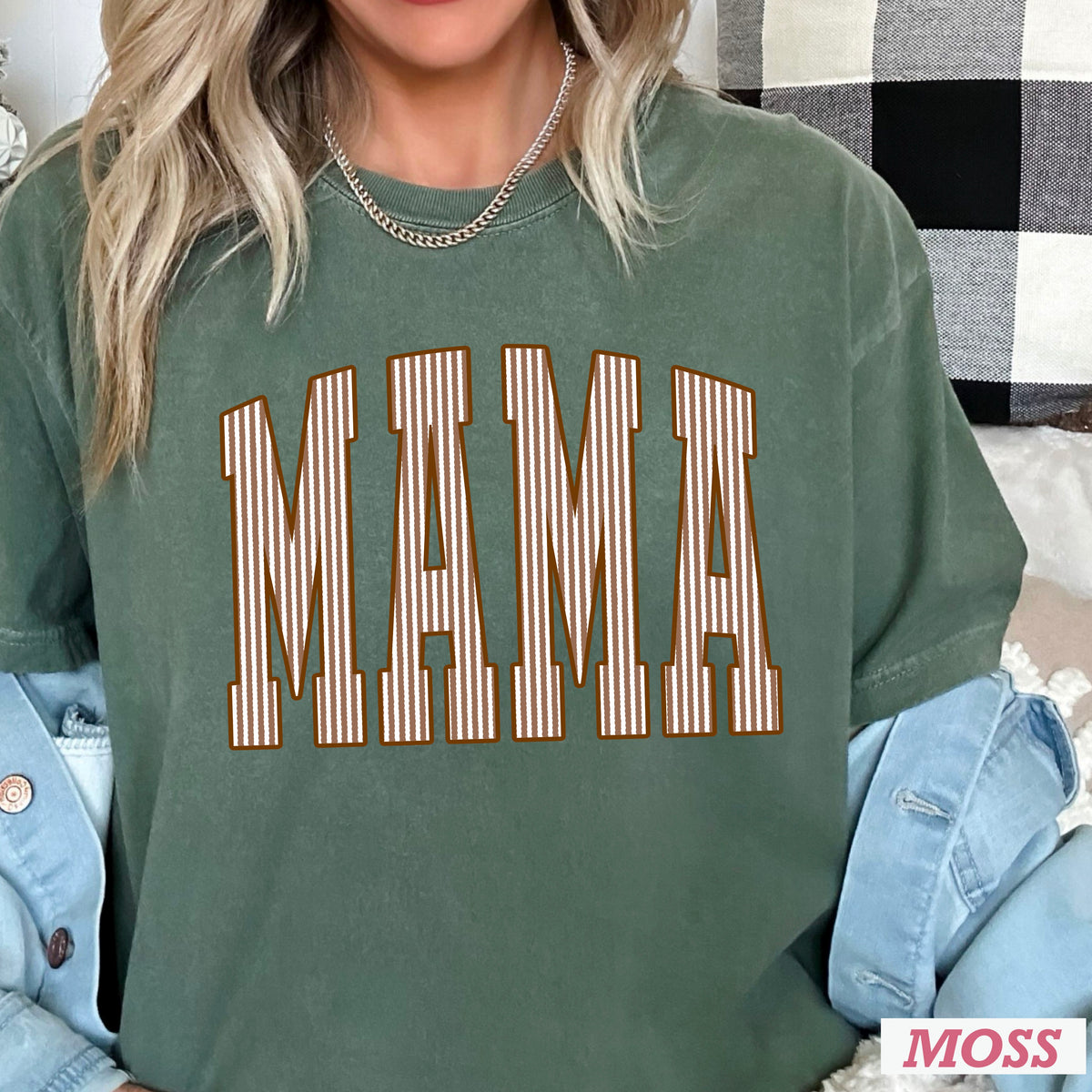Mama Brown Seersucker Comfort Color Graphic Tee