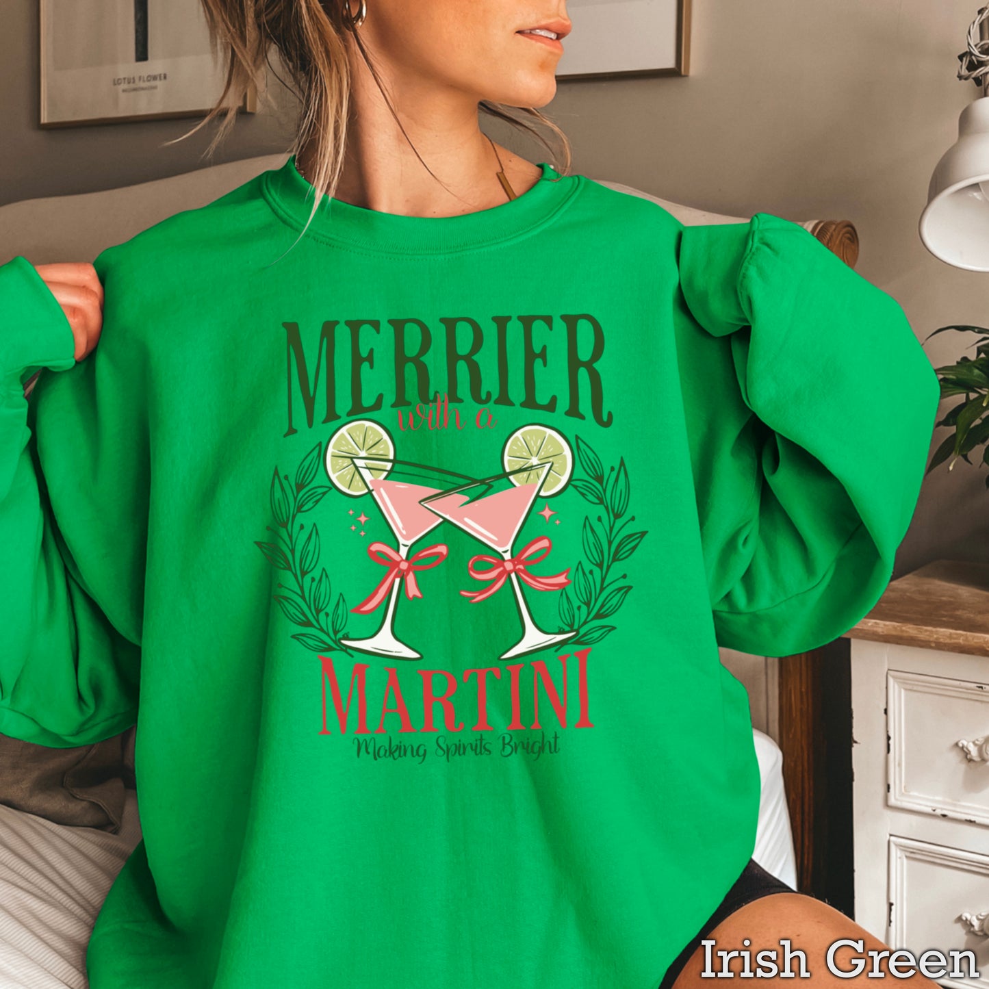 Merrier With A Martini Christmas Crewneck Sweatshirt