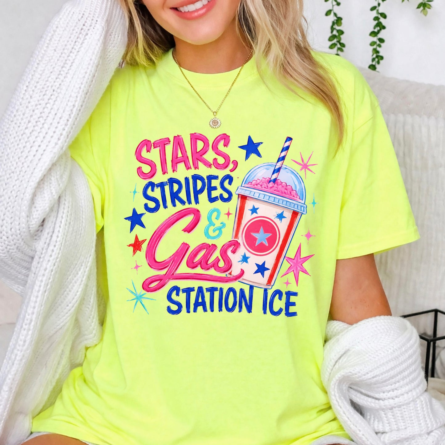 Stars Stripes & Gas Station Ice Comfort Color Graphic Tee