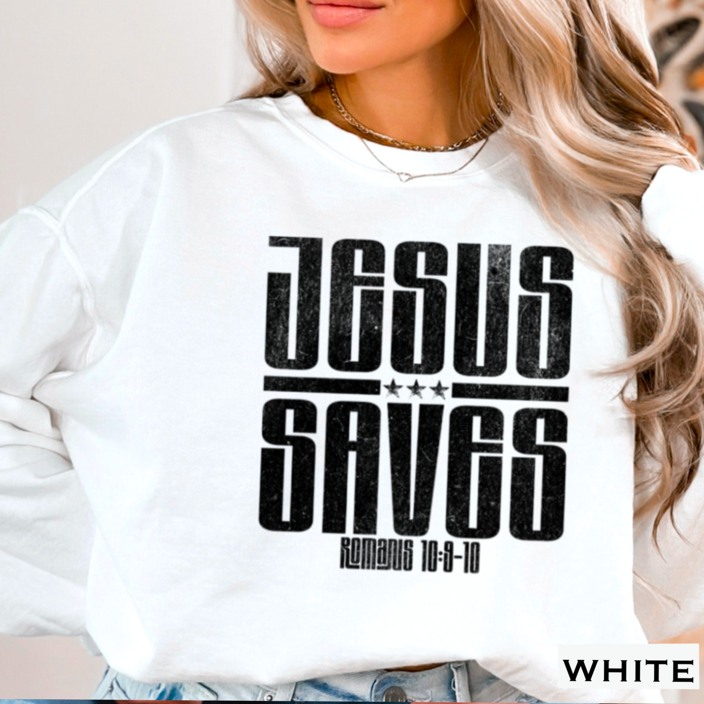 Jesus Saves Graphic Crewneck Sweatshirt