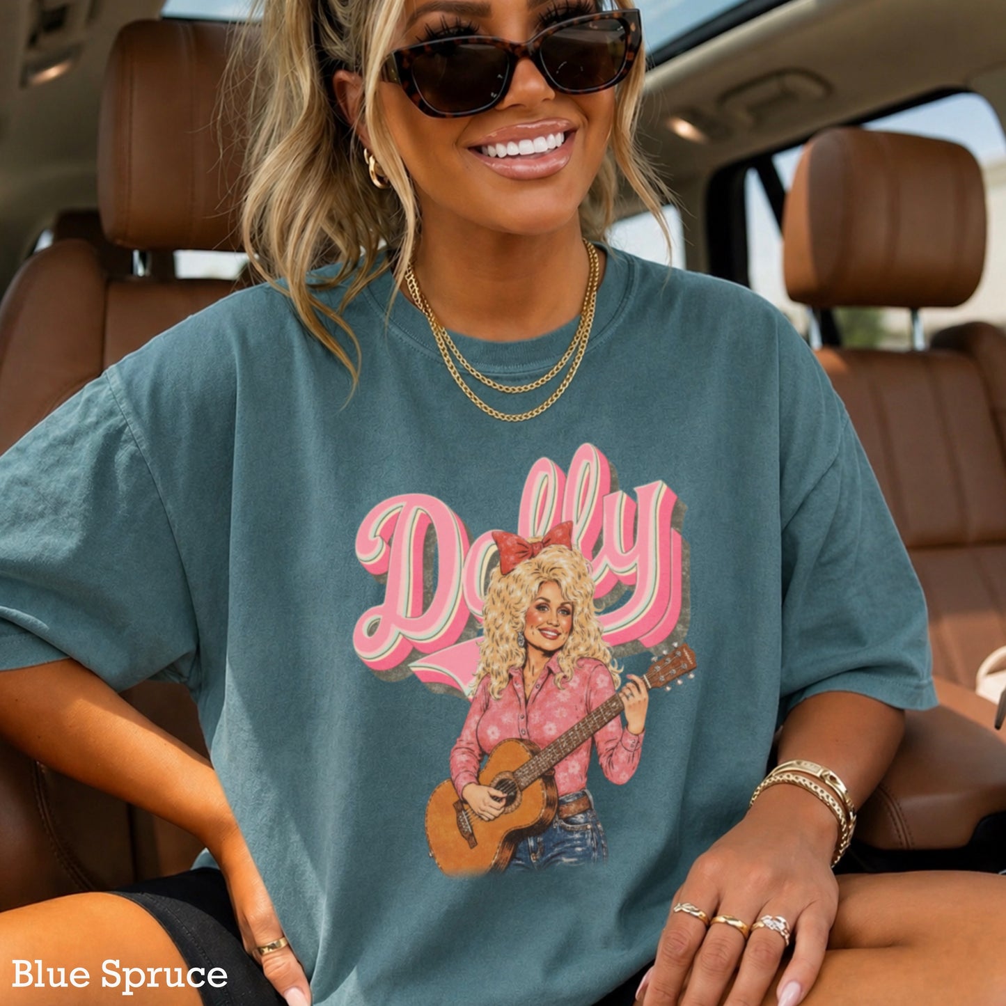 Pink Dolly Guitar Comfort Color Graphic Tee