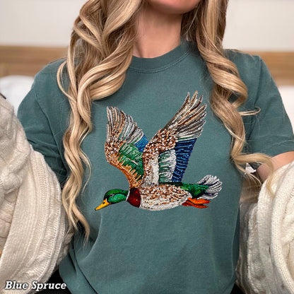 Faux Rhinestone Mallard Duck Comfort Color Graphic Tee