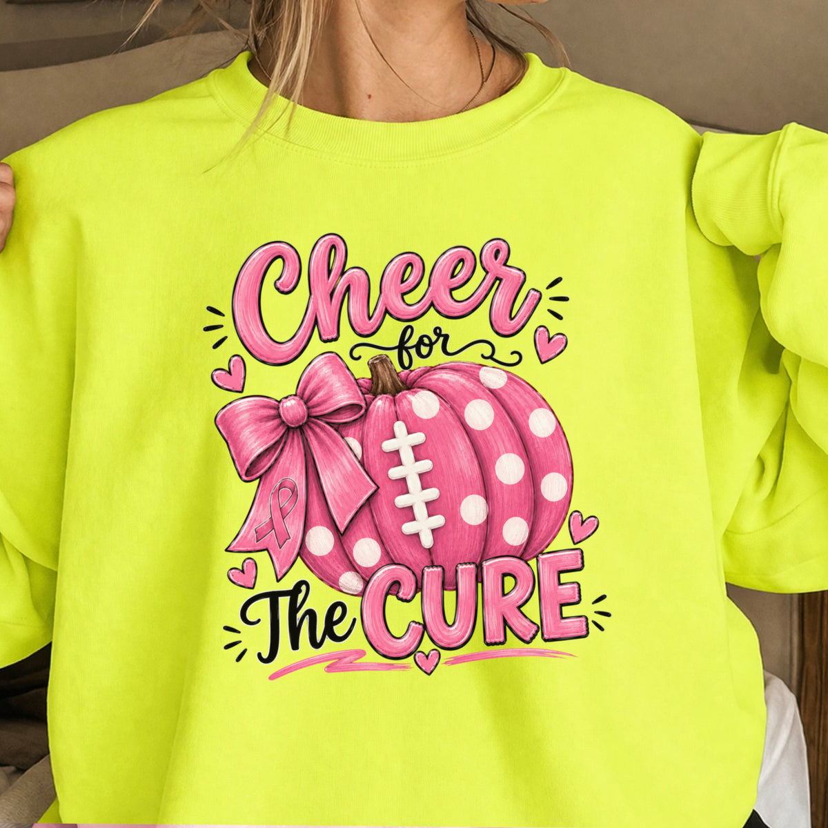 Cheer For The Cure Breast Cancer Crewneck Sweatshirt