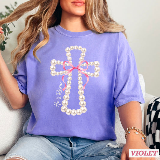 He Is Risen Easter Comfort Color Graphic Tee