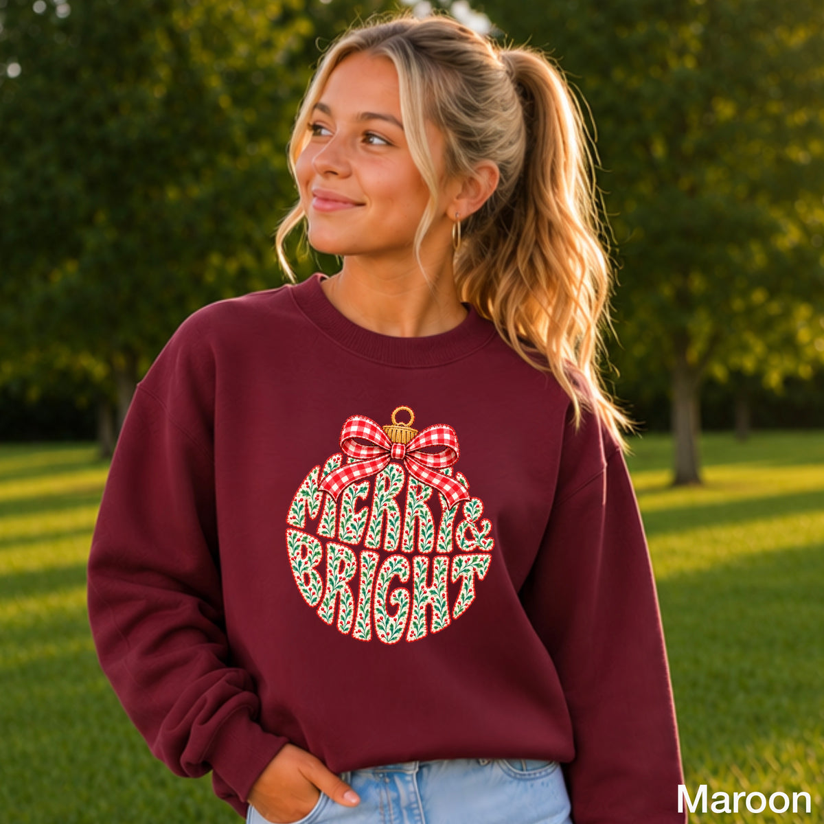 Merry & Bright Christmas Youth Crewneck Sweatshirt