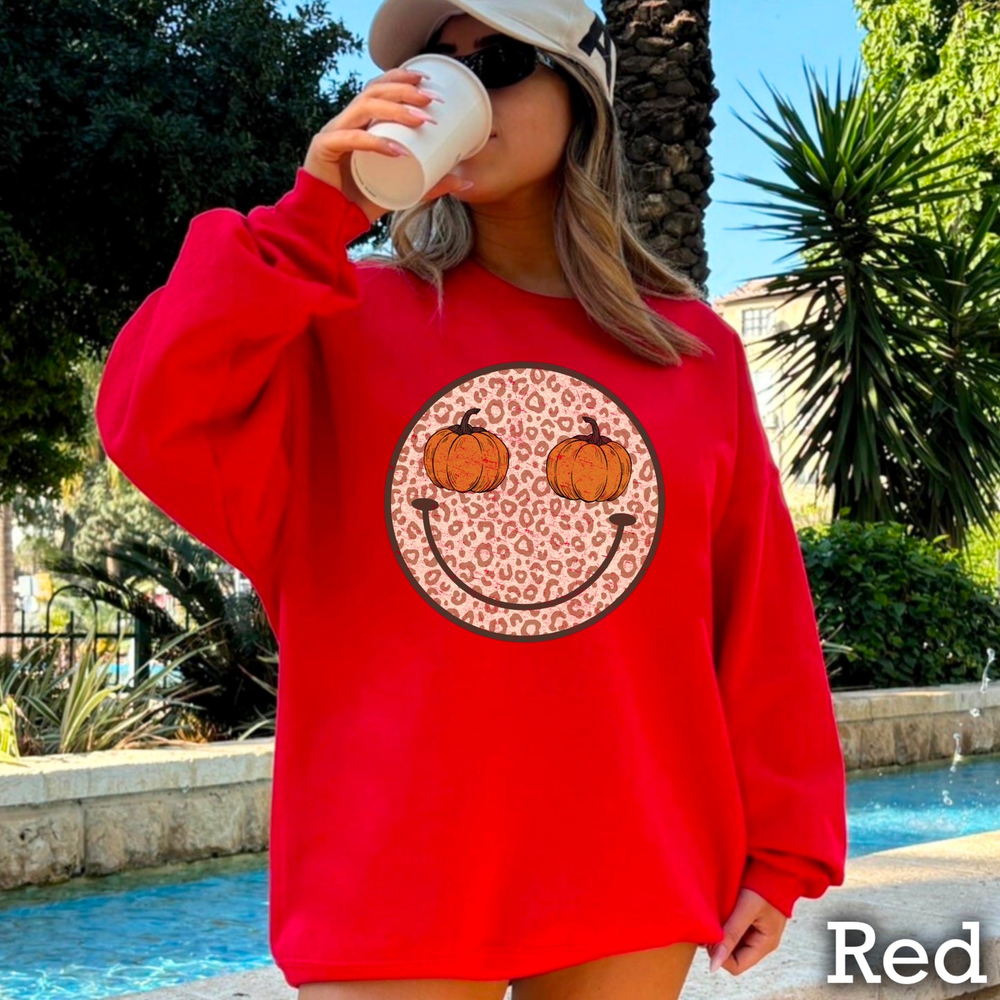 Leopard Face Pumpkin Crewneck Sweatshirt