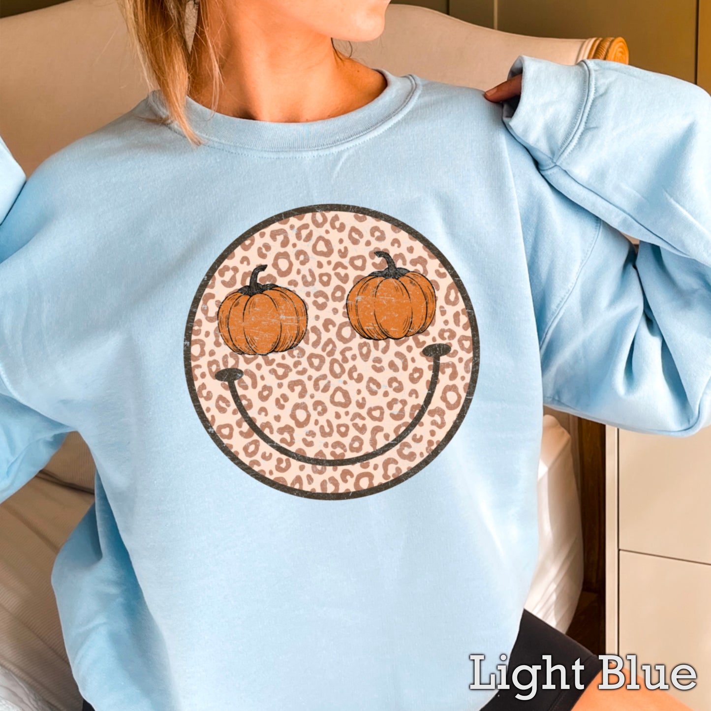 Leopard Face Pumpkin Crewneck Sweatshirt