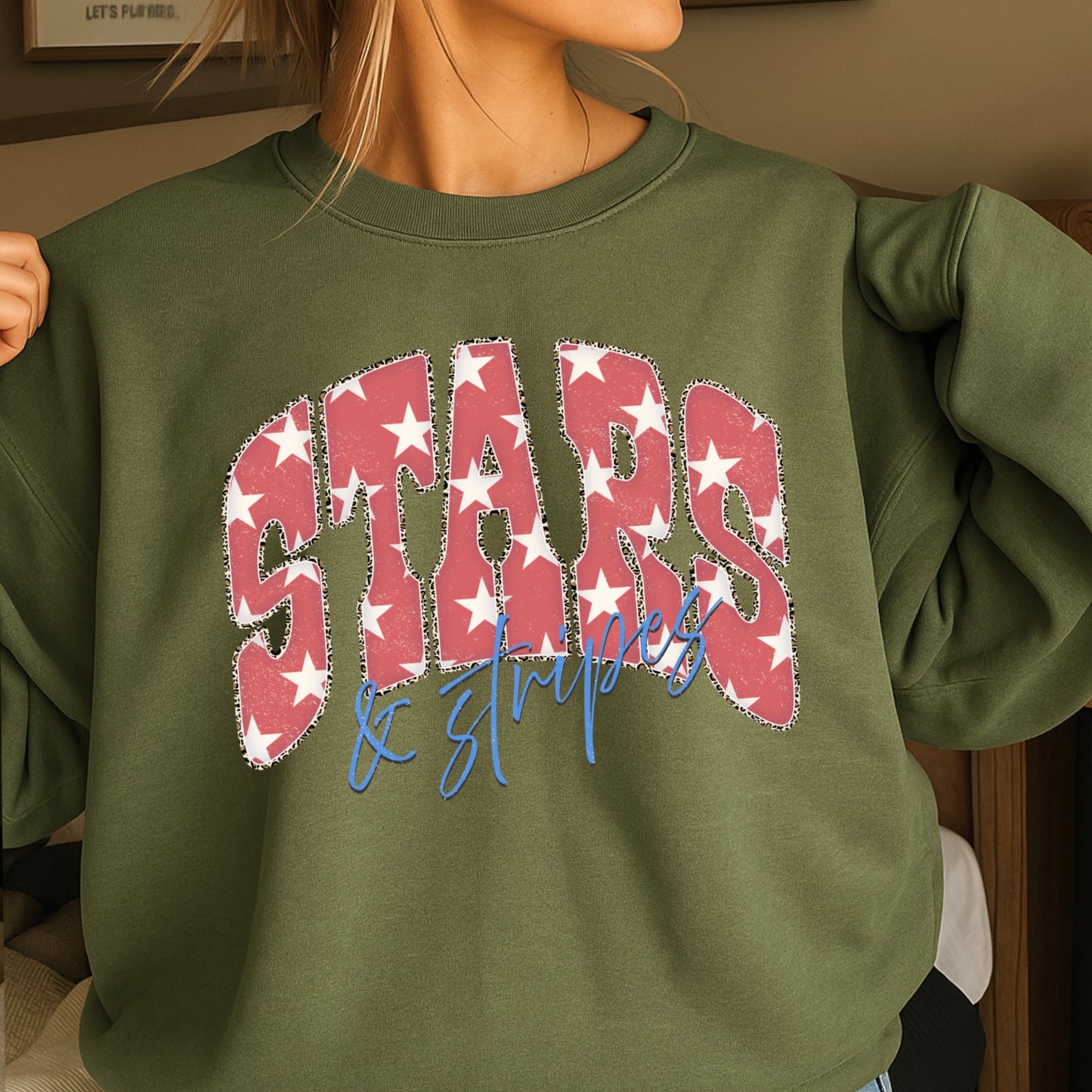 Stars & Stripes July4th Crewneck Sweatshirt