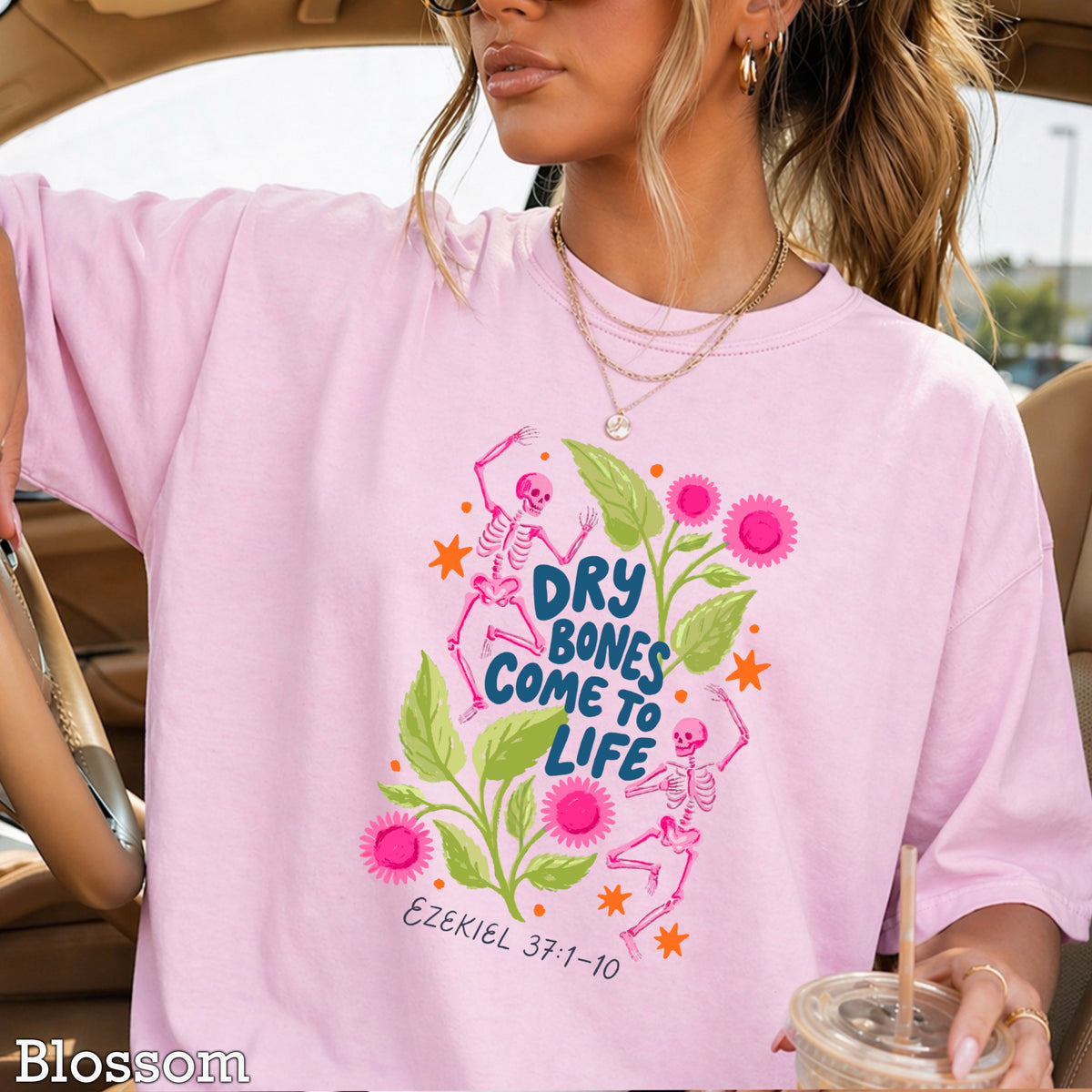 Dry Bones Come To Life Ezekiel 37 Navy Lettering Comfort Color Graphic Tee