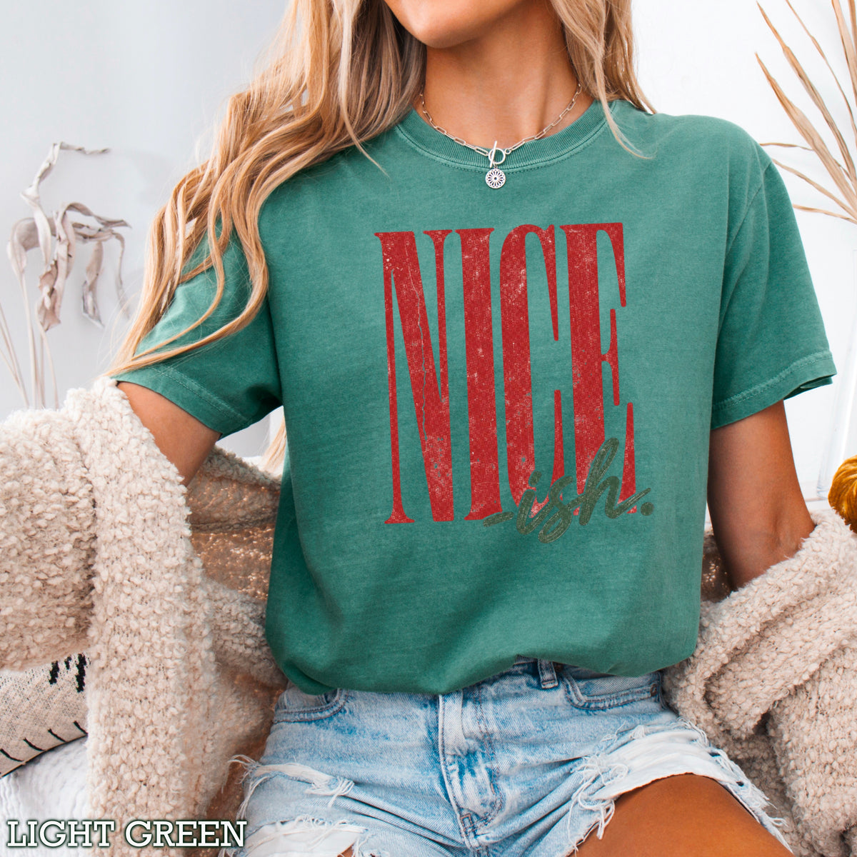Nice -ish Christmas Comfort Color Graphic Tee