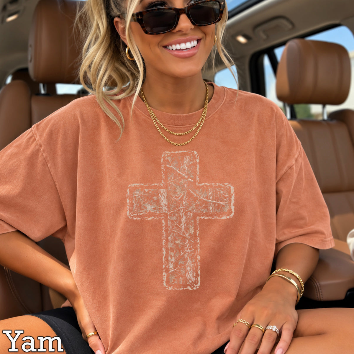 Camo Cross Christian Comfort Color Graphic Tee