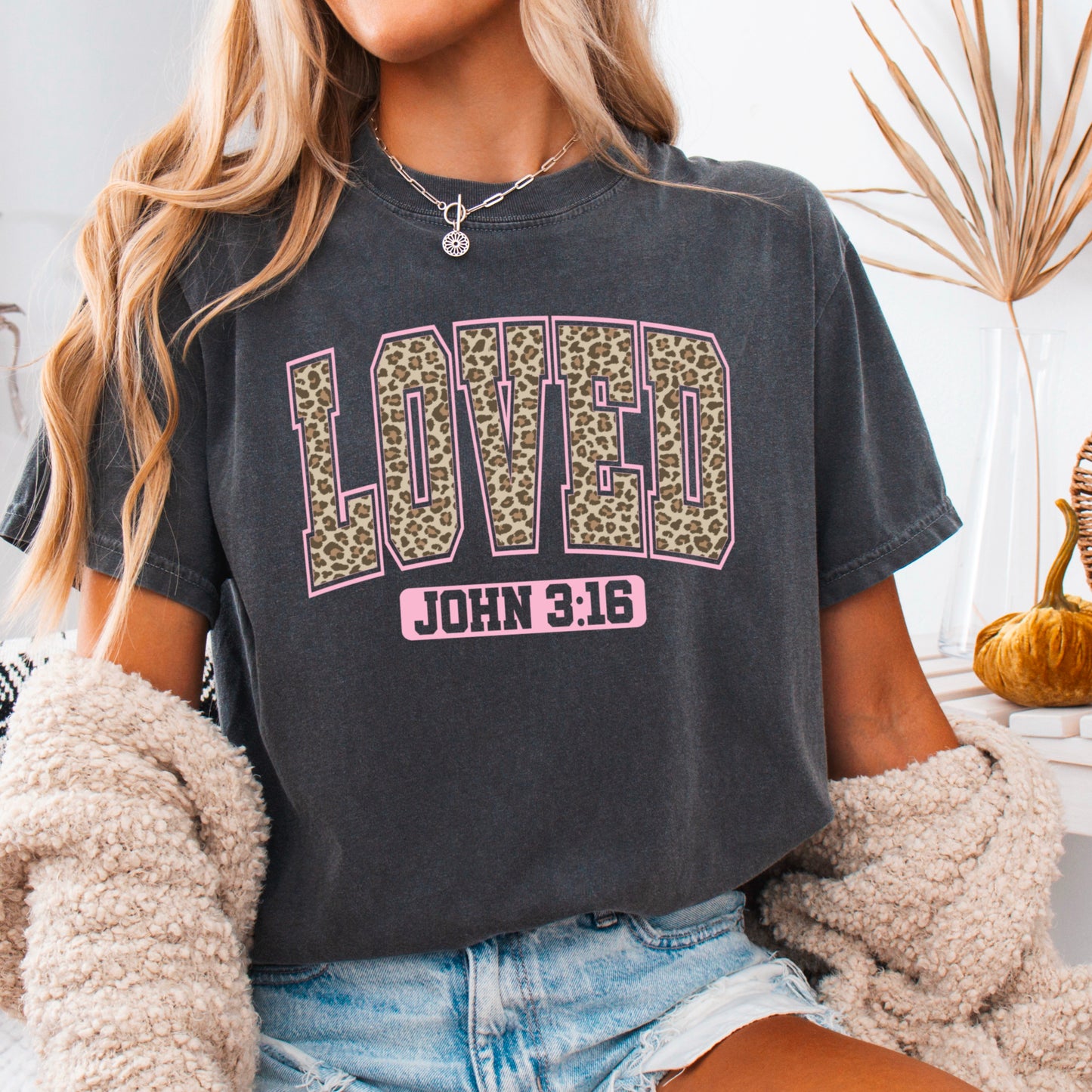 Leopard Loved John 3:16 Valentine’s Day Comfort Color Graphic Tee