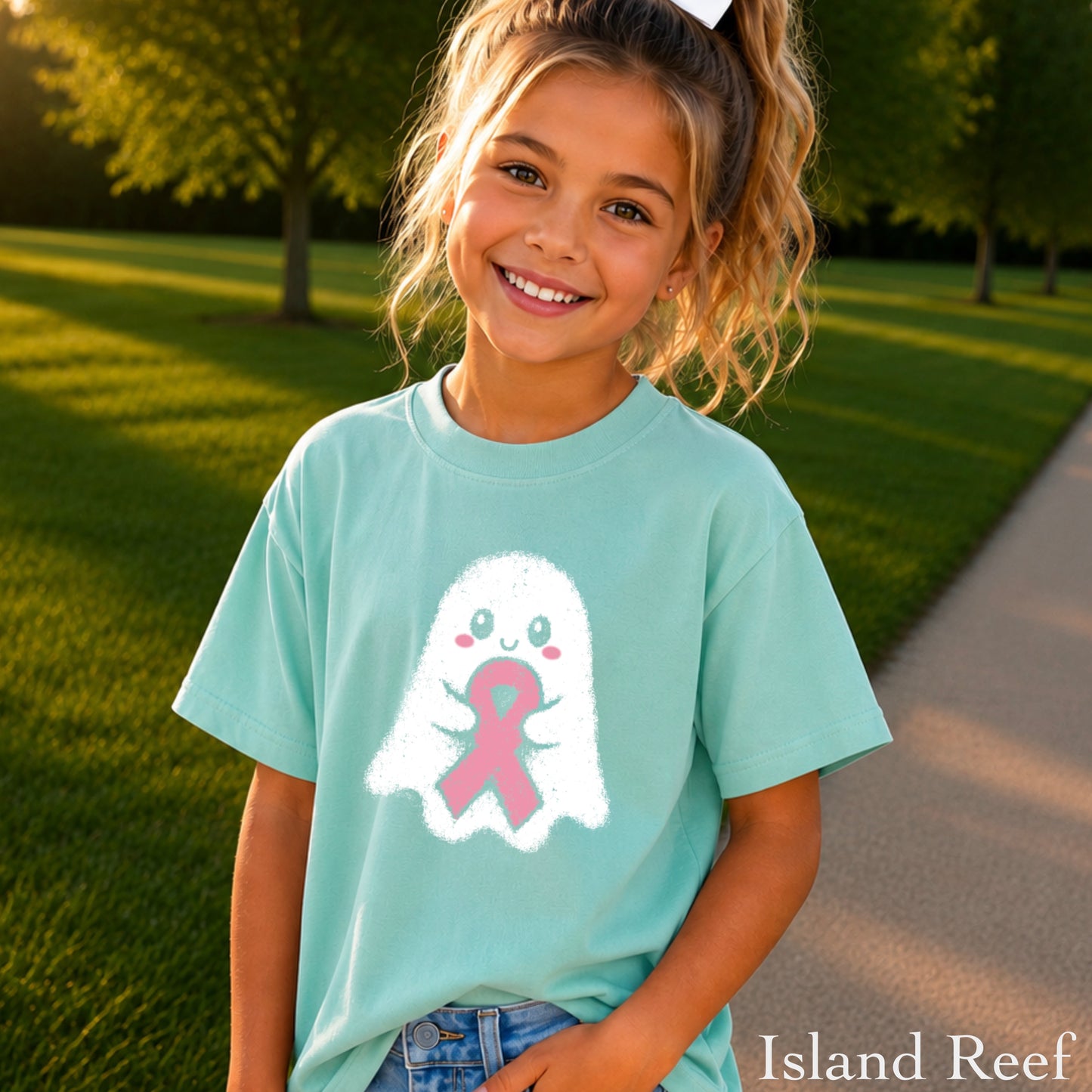 Breast Cancer Ghost Youth Comfort Color T-Shirt