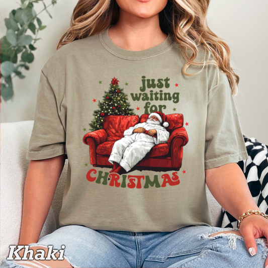 Just Waiting For Christmas Comfort Color Graphic Tee