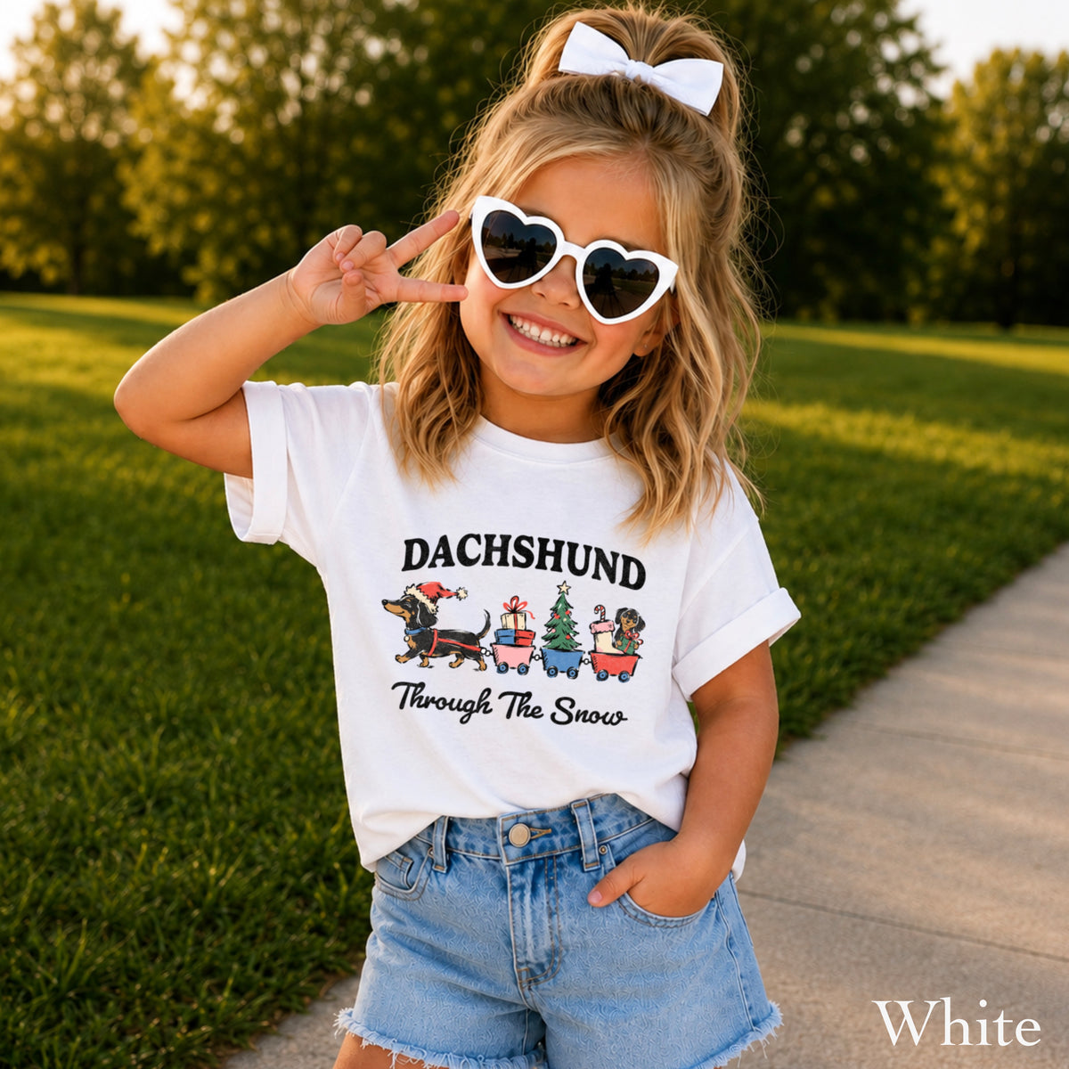 Dachshund Through The Snow Christmas Youth Comfort Color T-Shirt