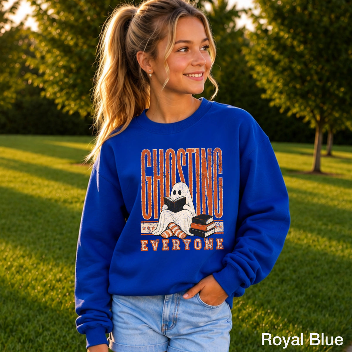 Ghosting Everyone Halloween Youth Crewneck Sweatshirt