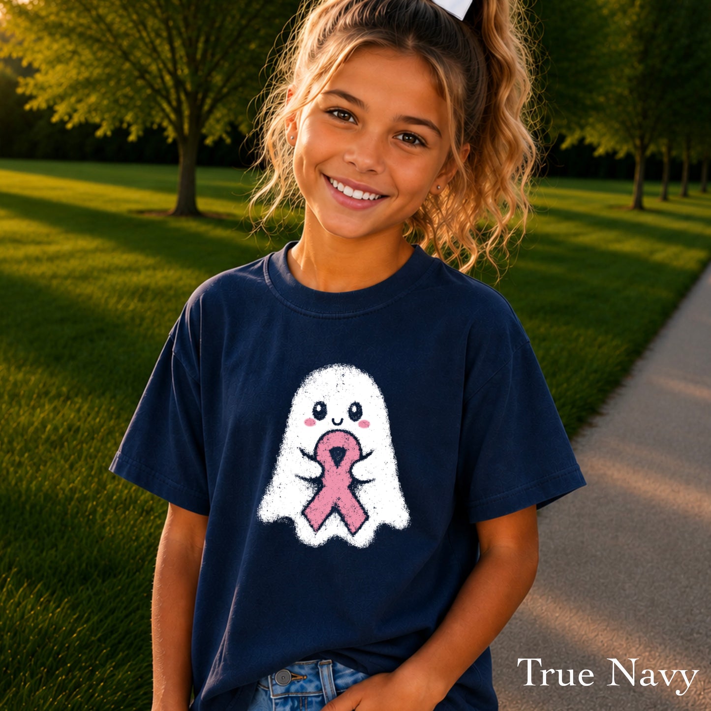 Breast Cancer Ghost Youth Comfort Color T-Shirt