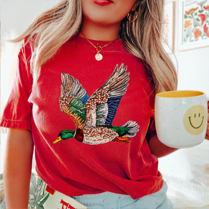 Faux Rhinestone Mallard Duck Comfort Color Graphic Tee