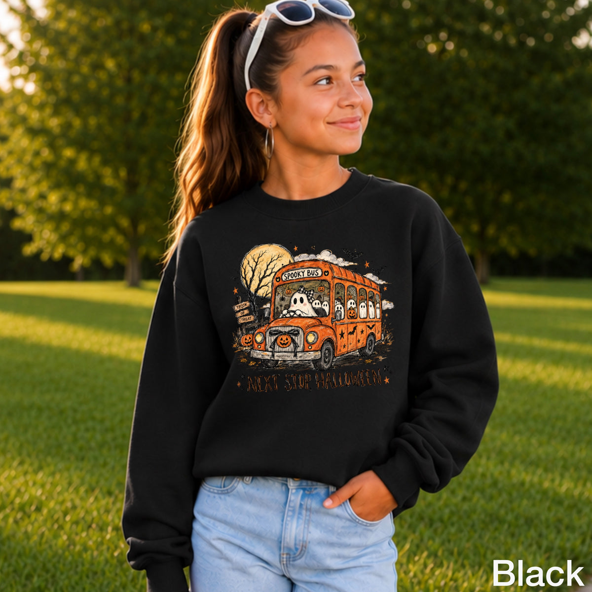 Next Stop Halloween Youth Crewneck Sweatshirt