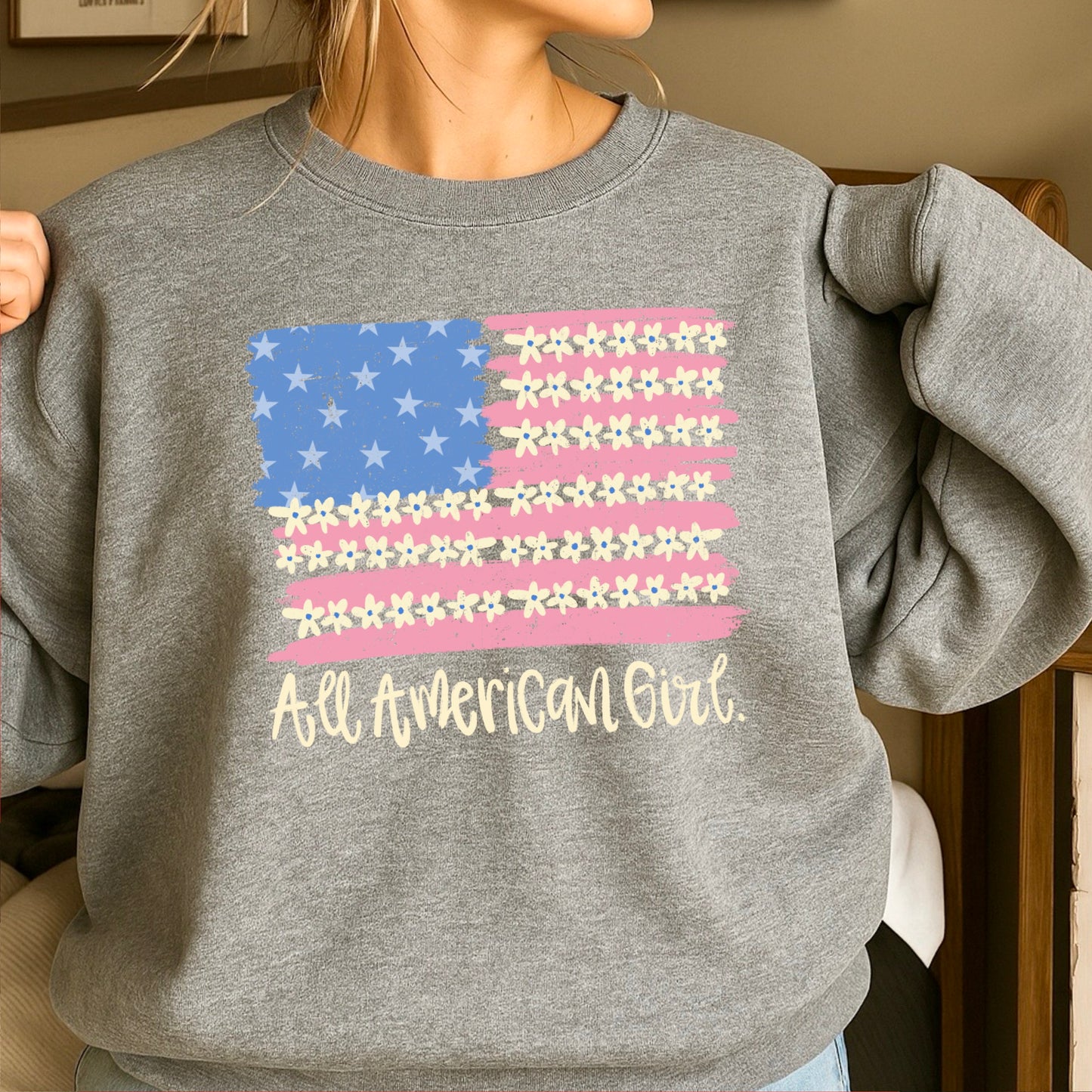 All American Girl Crewneck Sweatshirt