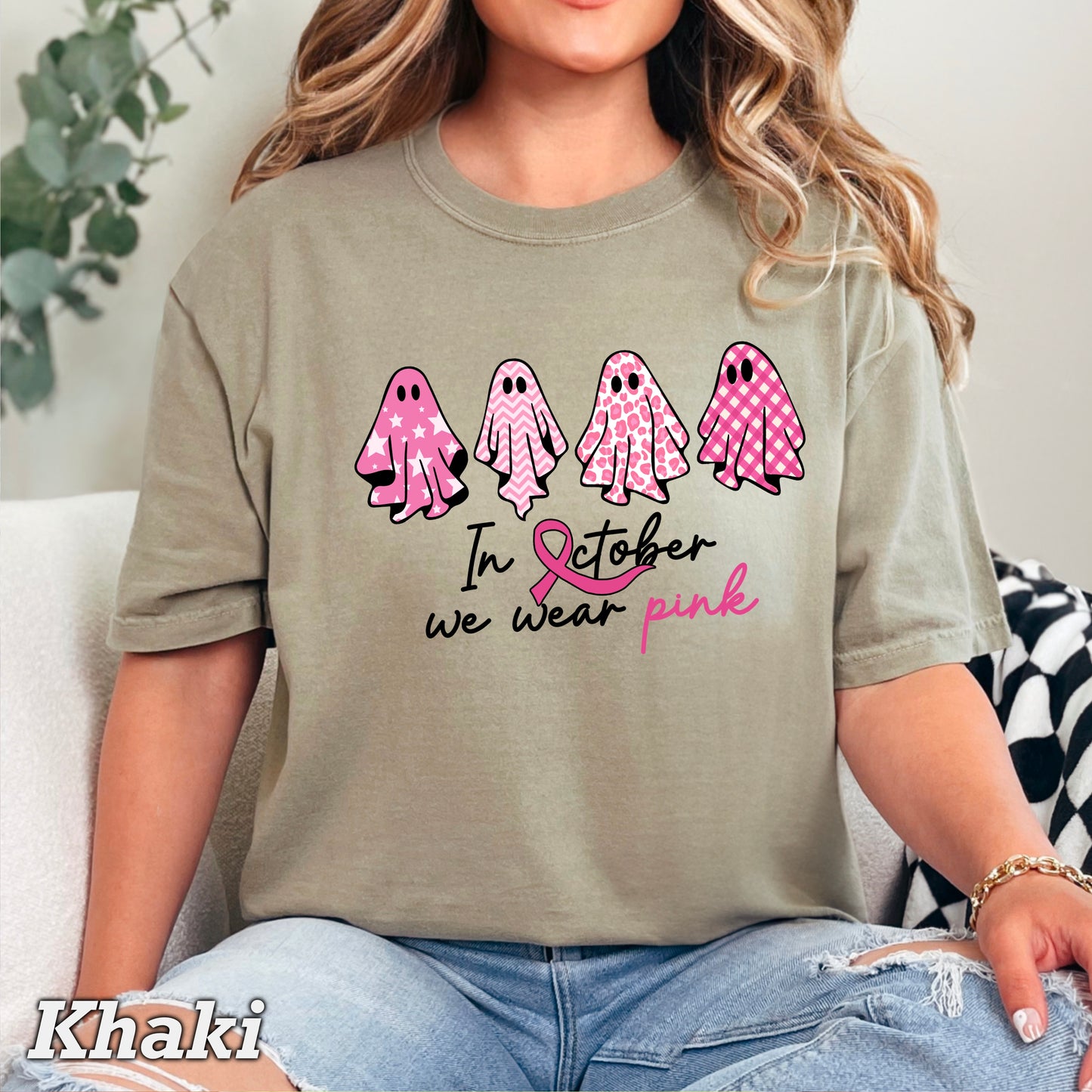 In October We Wear Pink Comfort Color Graphic Tee