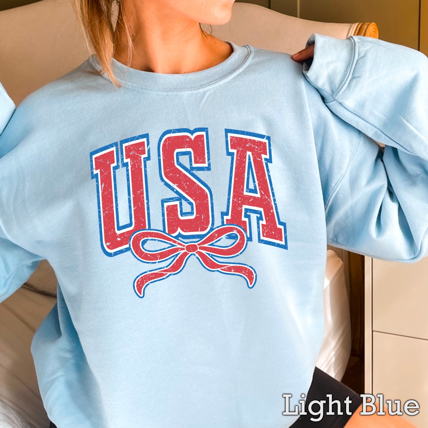 USA Coquette Bow Crewneck Sweatshirt