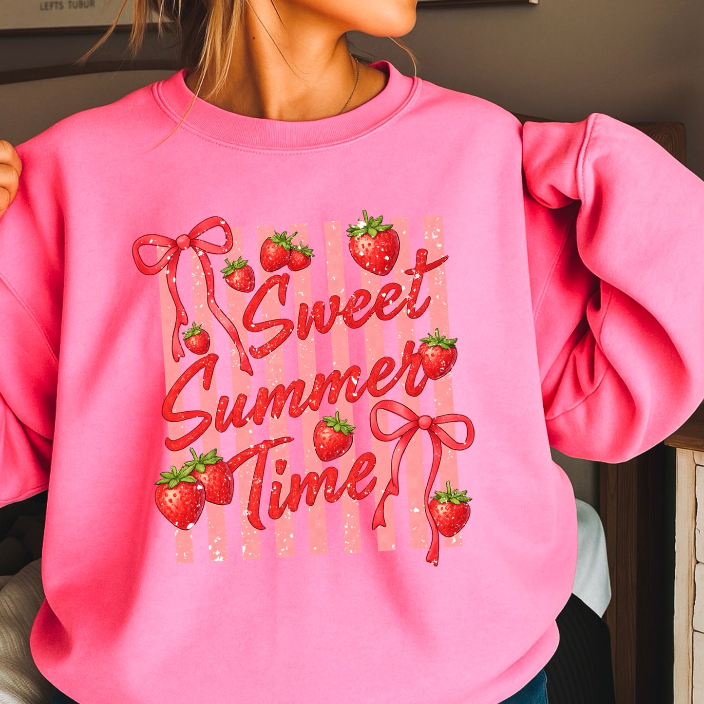 Sweet Summertime Strawberries Crewneck Sweatshirt