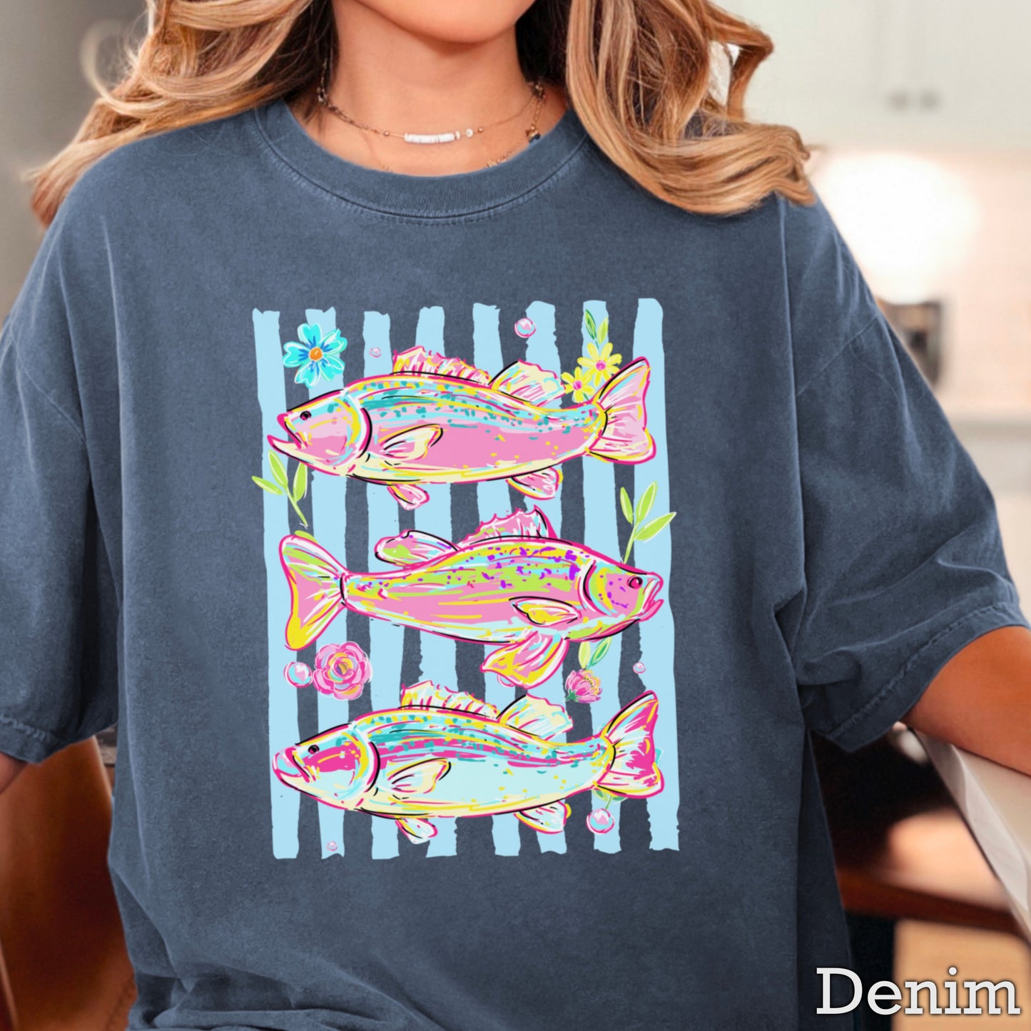 Fish Trio Comfort Color Graphic Tee