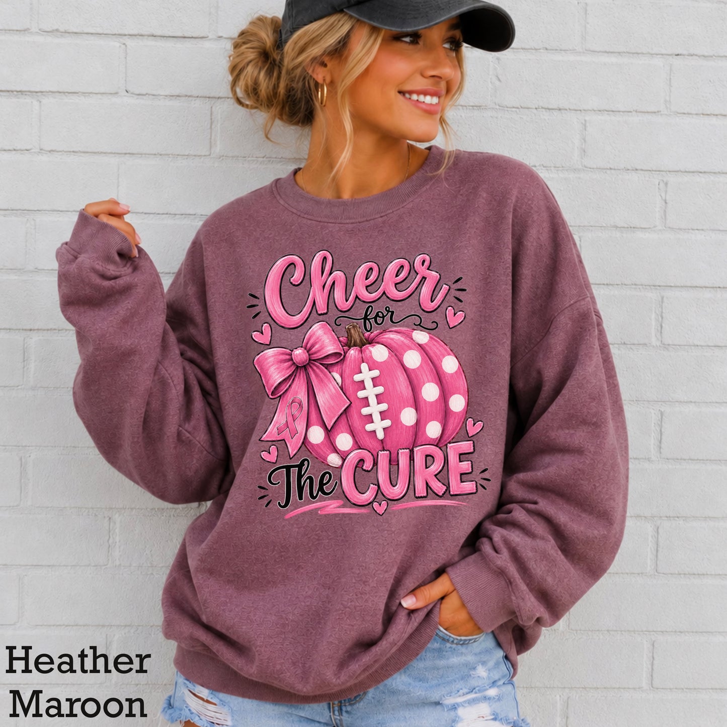 Cheer For The Cure Breast Cancer Crewneck Sweatshirt