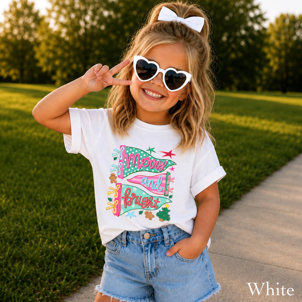 Merry & Bright Christmas Youth Comfort Color T-Shirt