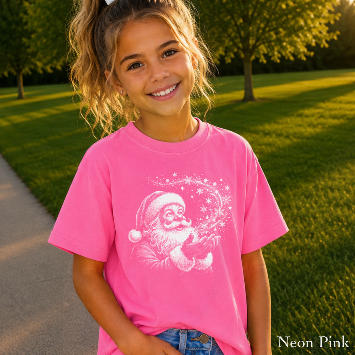 Santa Snowflakes Christmas Youth Comfort Color T-Shirt