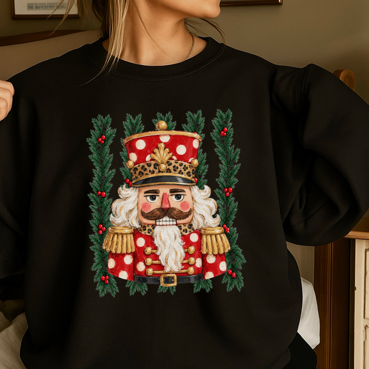 Preppy Nutcracker Christmas Crewneck Sweatshirt