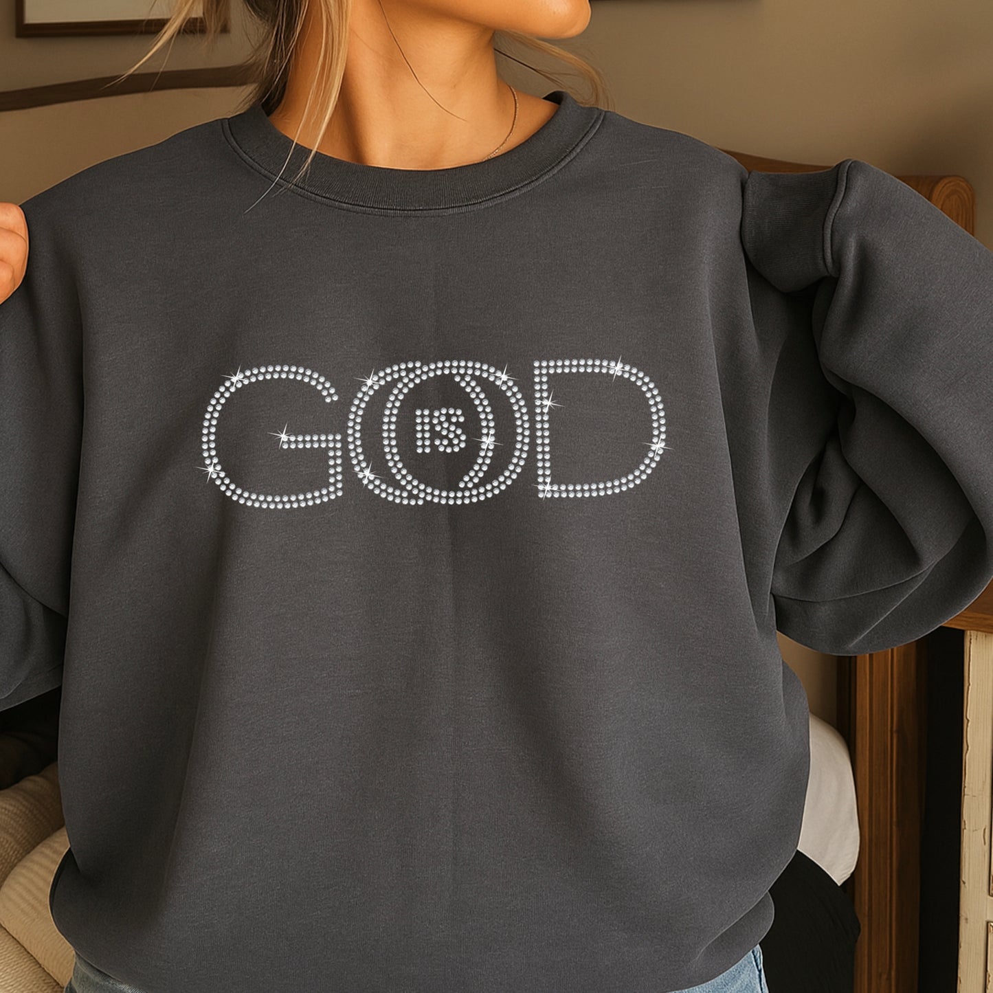 God Is Good Rhinestone Sweatshirt